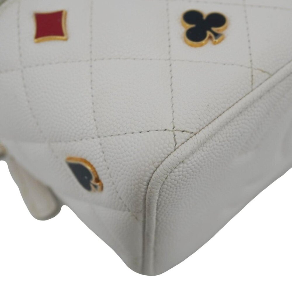 Chanel  Coco Casino Small Quilted Caviar Leather Chain Vanity Case White - Picture 11 of 16